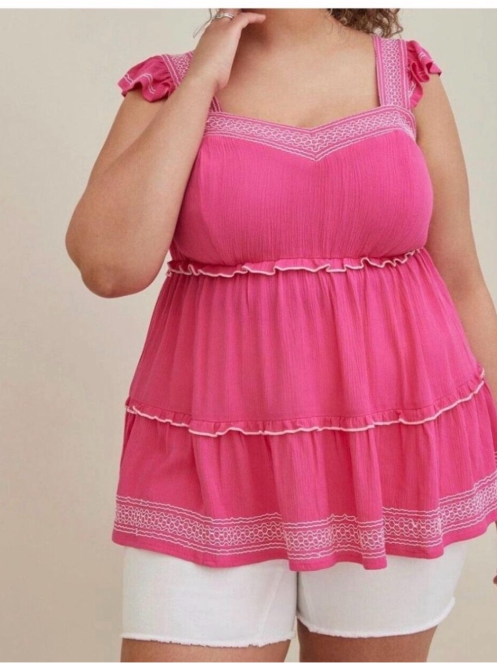Torrid Pink Sleeveless Ruffle Tiered Women's Top